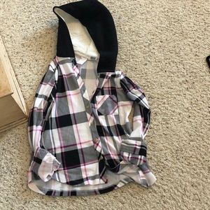 Plaid button down top